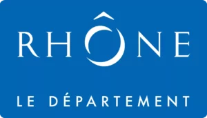logo du departement du rhone avec le texte rhone et le depar